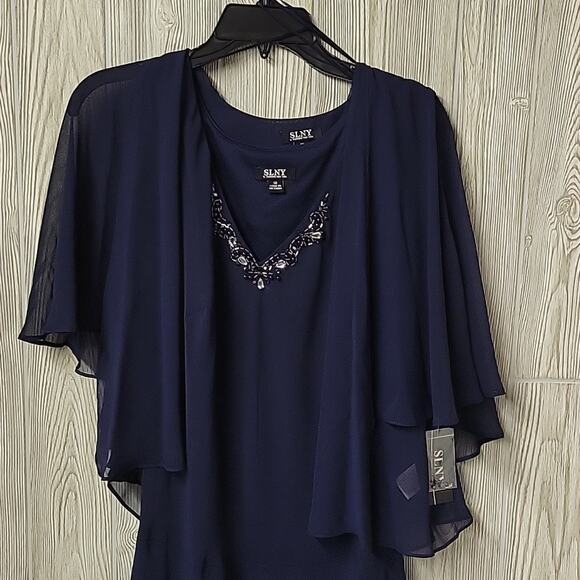 S.L. Fashions Sheer Chiffon Sleevless Dress With Sheer Jacket Womens Size 10 NWT - Picture 2 of 13